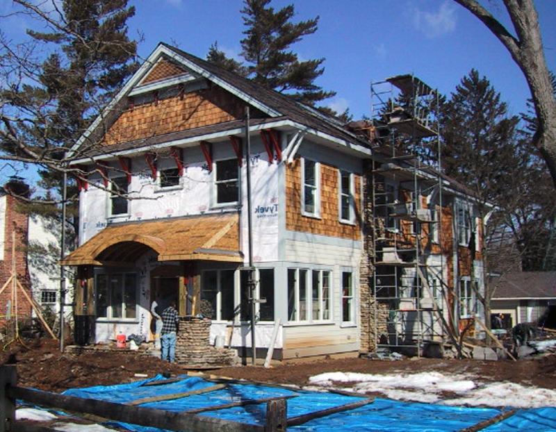 Residential Architecture  construction construction in progress conversion of bungalow to two-story home